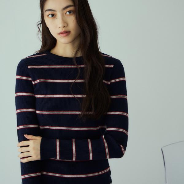 MIXカラーボーダーニットプルオーバー