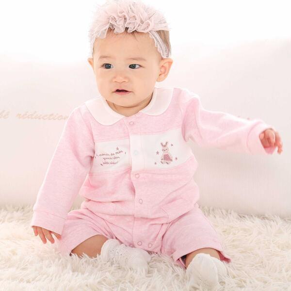 【お揃い】ニット切り替えアニマルモチーフカバーオール(70~80cm)