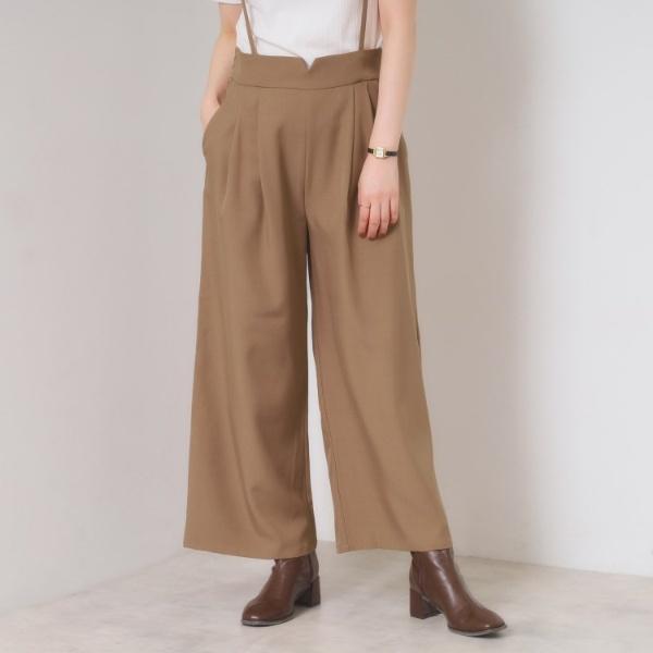 【手洗い可／セットアップ可】サス付きワイドパンツ