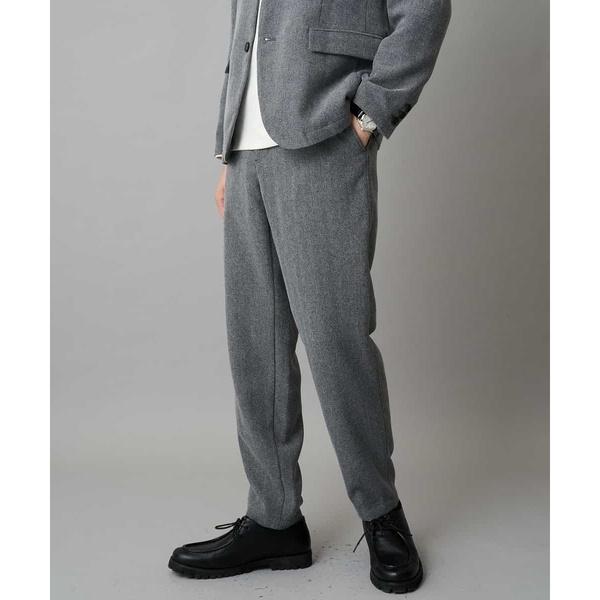 LANATECヘリンボーンセミルーズパンツ【イージーケア/毛玉になりにくい/ストレッチ/洗濯機で洗え