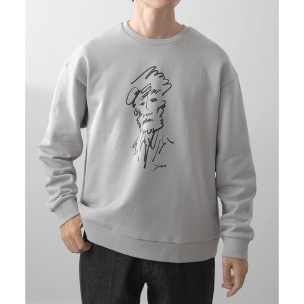 フレンチアートプリントクルーネックスウェット