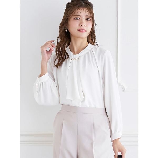 【マルチWAY】ラクケア パールアクセサリー付きボウタイブラウス