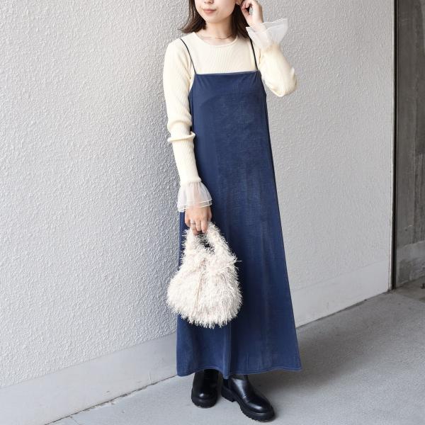 SHIPS Colors:〈手洗い可能〉ポリエステルベロア キャミ ワンピース