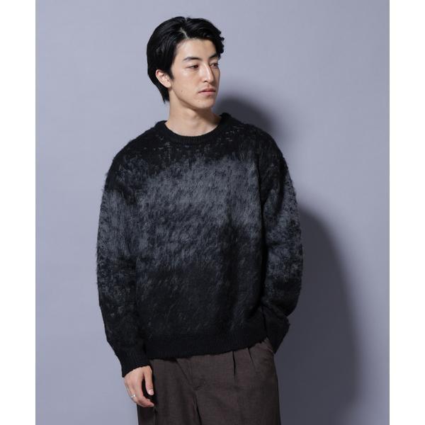アート柄クルーネックニット1 シックカラー