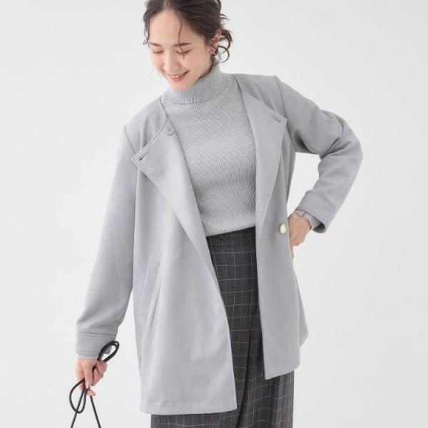 【S-LL】上品さを纏う やわらかフェイクスエード ミドル丈ブルゾン