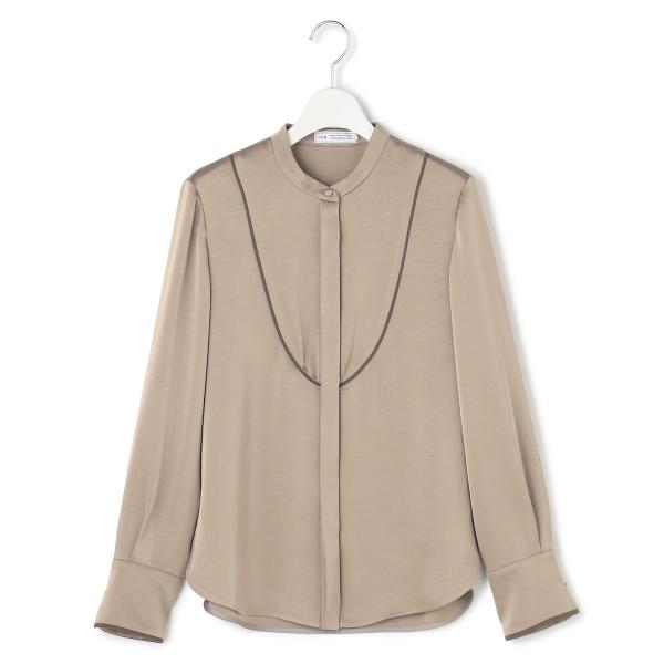 【WEB＆一部店舗限定】 DrapySatin バンドカラーシャツ