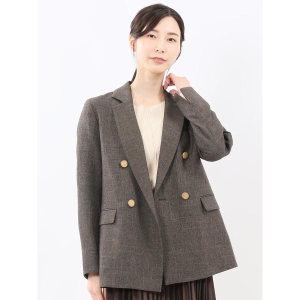 【ストレッチ 防シワ】m.f.エディトリアル ダブル ジャケット こげ茶(セットアップ可能)