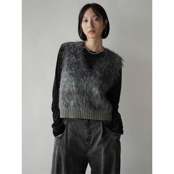 ロングシャギークロップドベスト