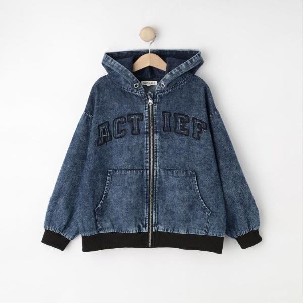 【130-150cm】デニムフードブルゾン