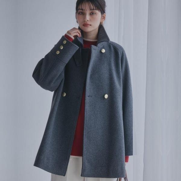 クラシカルな装い ウールライクスタンドカラーコート