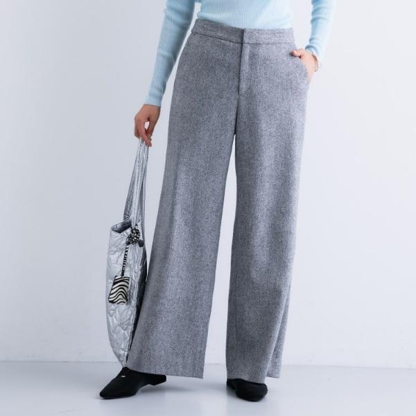【褒められパンツ／ウール混】ウォームウール ワイドパンツ