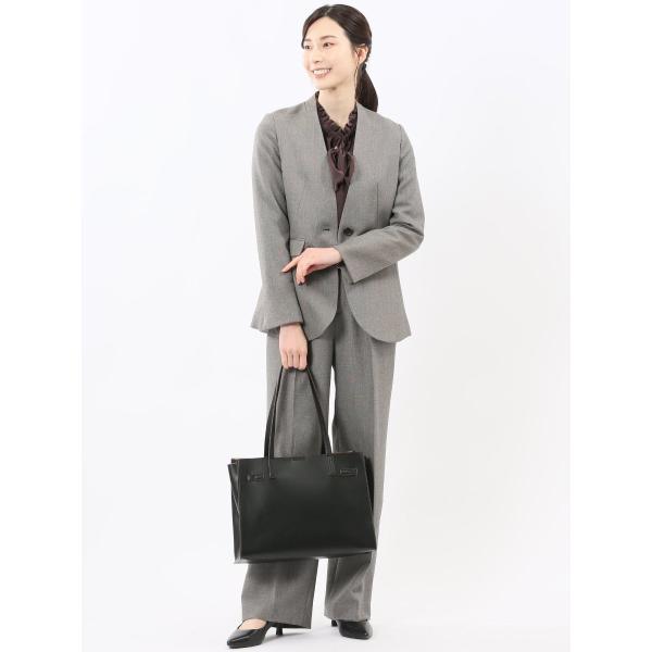 【ストレッチ ウォッシャブル】m.f.エディトリアル ノーカラージャケット＋セミワイドパンツ