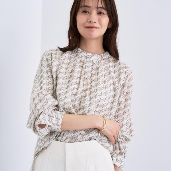 【きれいめ／オフィス／イベント】フェザージャカードブラウス