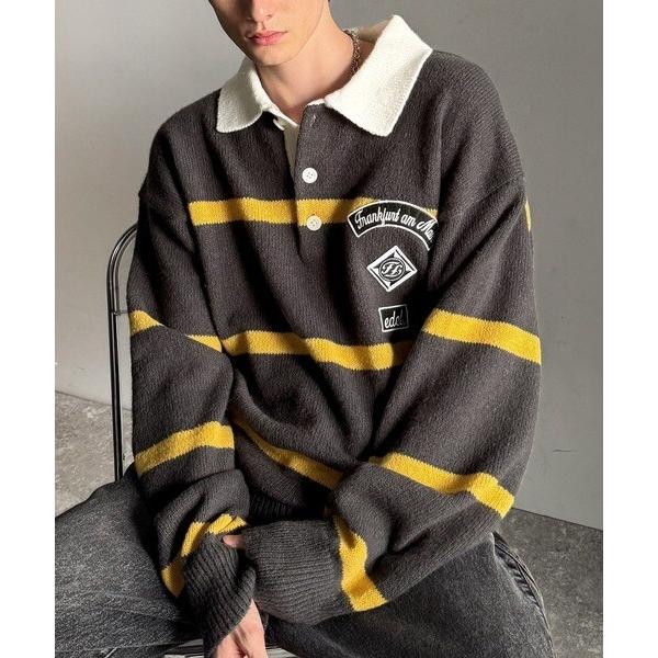 【2025AW新作】《JaVaジャバコラボ》ワッペンデザインラガーポロニット（長袖）