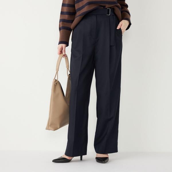 SHIPS Colors:〈手洗い可能〉TR ベルテッド タック パンツ