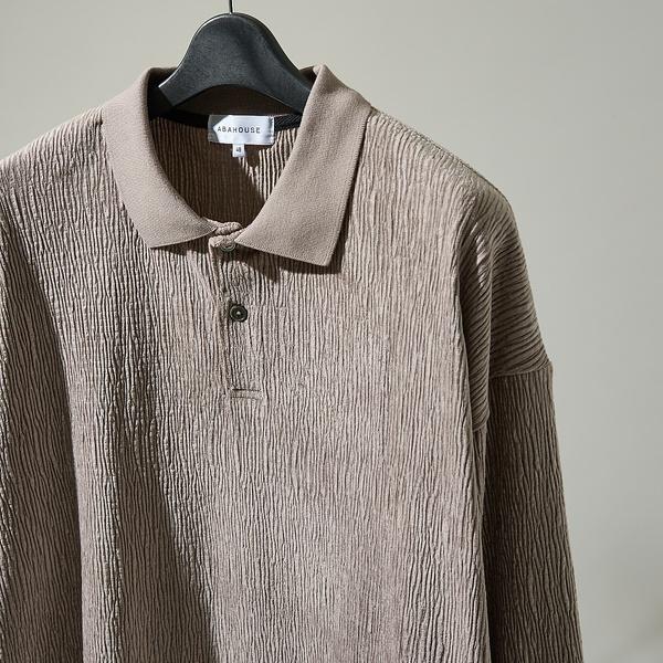 ベロアプリーツ ニットポロシャツ / オーバーサイズ