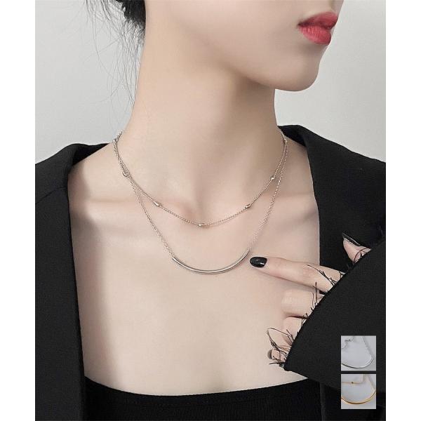 2連チェーンネックレス レディース 上品