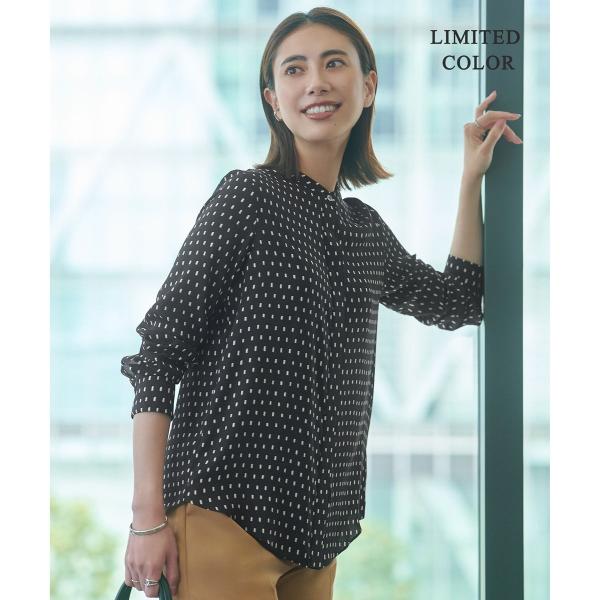 【新色追加・WEB限定カラーあり】BackSatinAmunzen バンドカラーブラウス