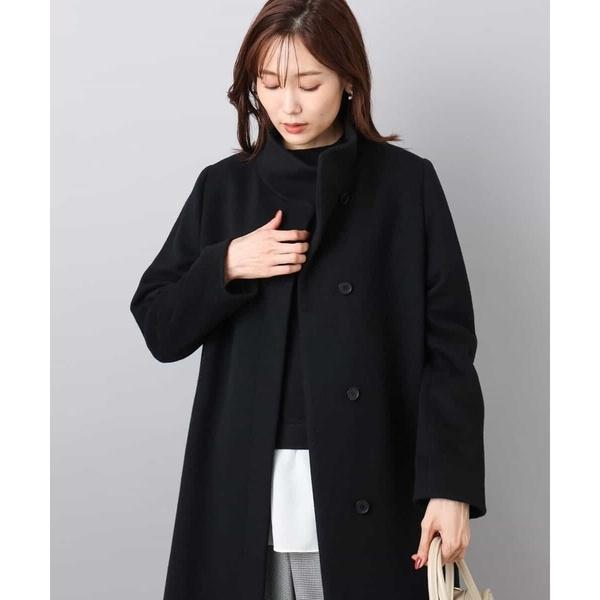 SUPER100sウール スタンドカラーロングコート