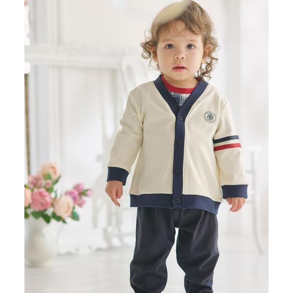 【BOX付き】【80-90cm】スムース 天竺カーディガン＆長袖Tシャツ＆パンツ セット