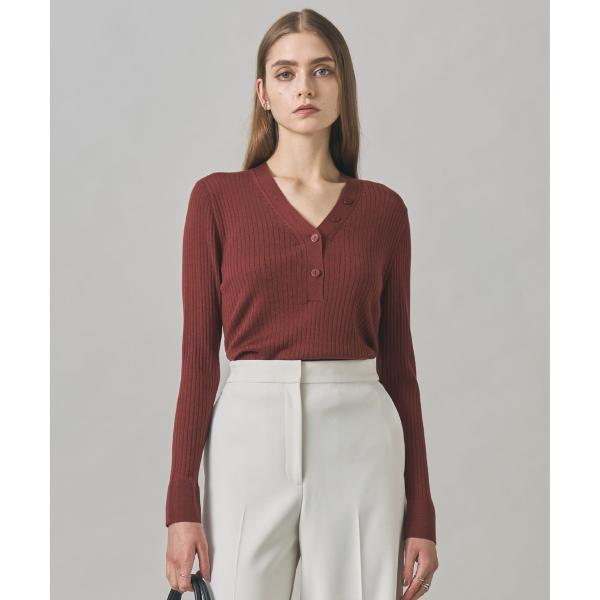 【洗える】エクストラファインメリノリブ ヘンリーネック プルオーバー