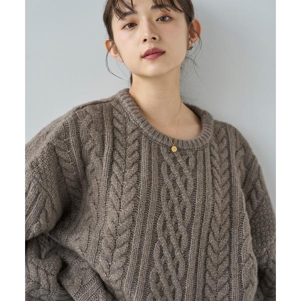 【mil (ミル)】 ケーブル編み ボリューム袖 ニットプルオーバー
