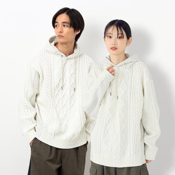 ニット×裏シャギーパーカ