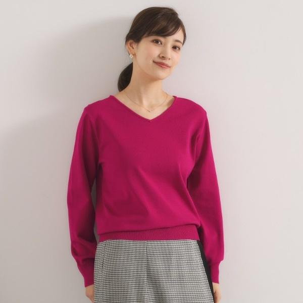 【縮みに強い／洗濯機OK】Vネックニットプルオーバー