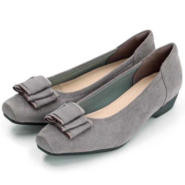 スクエアトゥたたみリボンパンプス