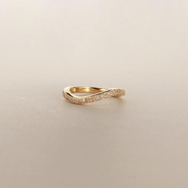 K18ダイヤモンド ウェーブラインパヴェ リング