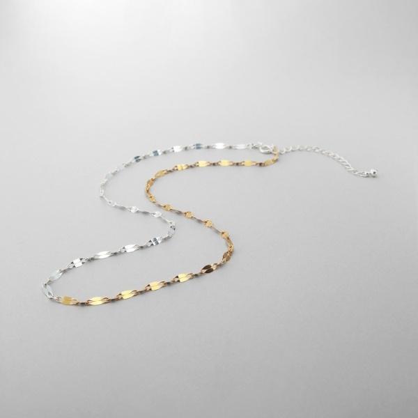 シルバー コンビカラー デュアルペタルネックレス