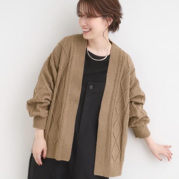 【洗濯機可S-LL】大人の抜け感 ざっくり編み モールケーブルカーディガン【CIRCRIC】