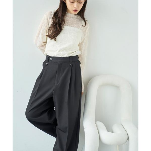 【mil (ミル)】ウエストデザイン タックワイドパンツ スラックス