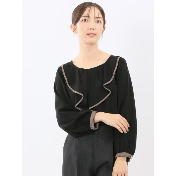 【ストレッチ 防シワ UVカット】m.f.エディトリアル フリル プルオーバー ブラウス