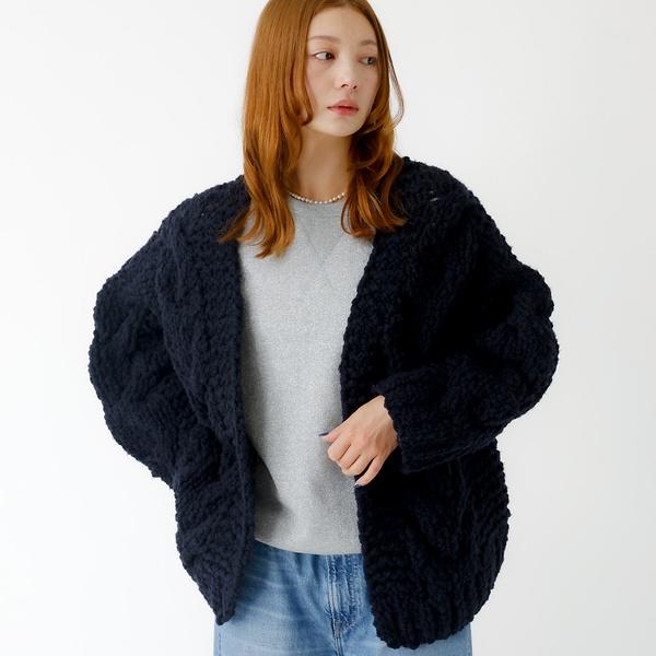 【IRONING / アイロニング】ケーブルニットカーディガン/cable ro