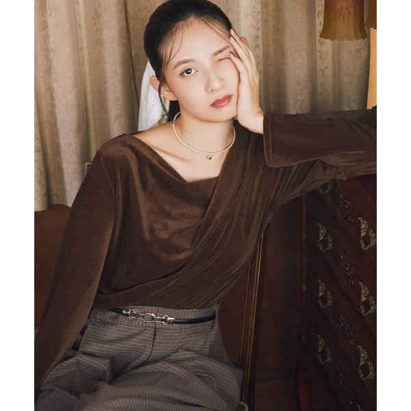 シアーベロアドレープネックプルオーバー