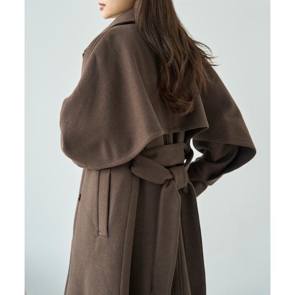 【mil (ミル)】フレア ヨーク ウールライク コート ロングコート