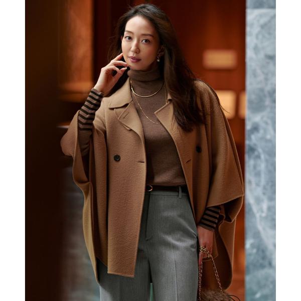 【見上愛さん着用/Oggi12月号掲載】ウールライトリバー ポンチョシルエット コート