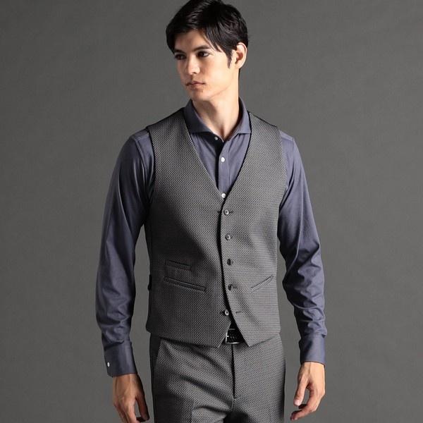 【ex/tra】ヘリンボンダブルジャカード リバーシブルベスト