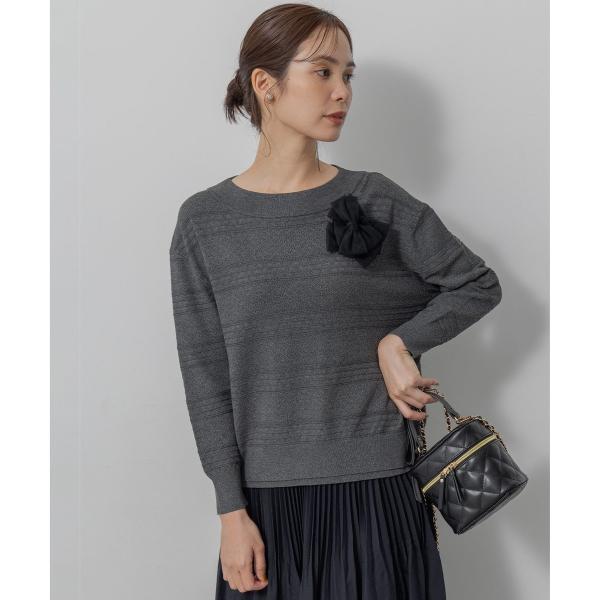 編み柄ディテールニット