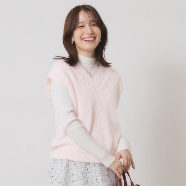 【手洗い可】フェザーヤーンニットジレ