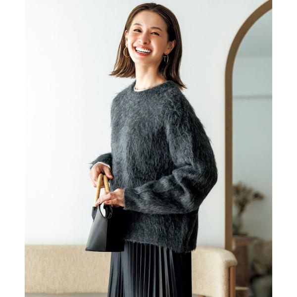 アルパカシャギー クルーネック プルオーバー