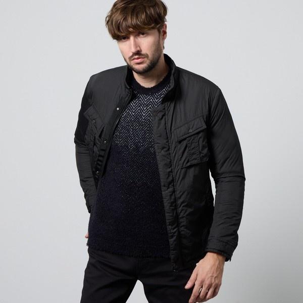 ナイロンタフタ　顔料プリント中綿ブルゾン