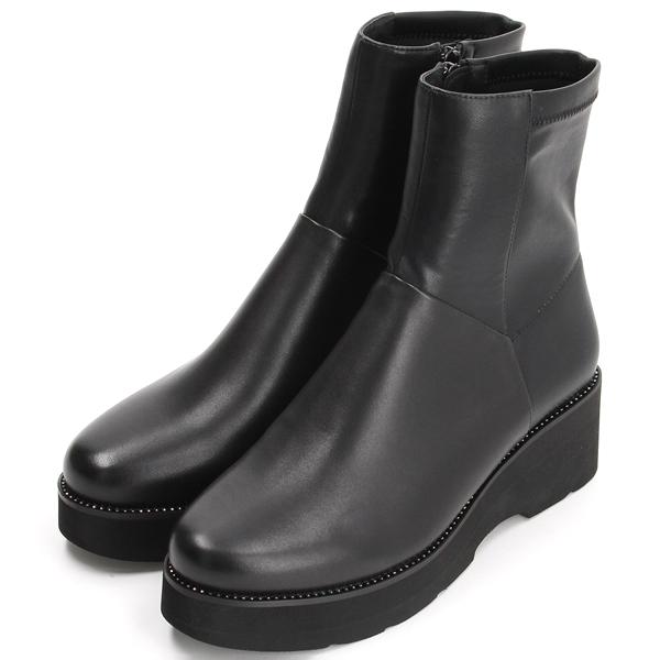 【大きいサイズ】厚底バックストレッチコンフォートショートブーツ