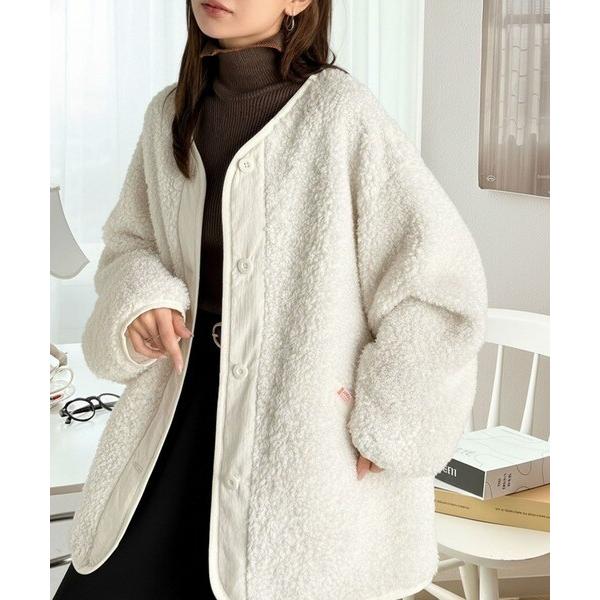 《JaVaジャバコラボ》オーバーサイズがトレンド！異素材切り替え配色ボアジャケット♪ アウター