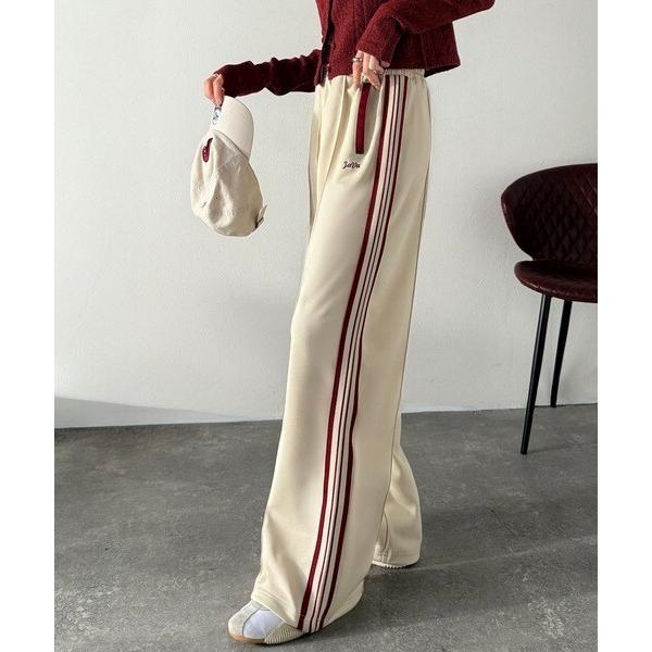 25AW新作《JaVaコラボ》大人リラクシー。サイドラインロゴ刺繍トラックパンツ（ウエストゴム）