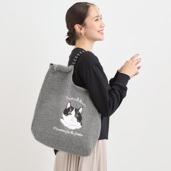 ボア刺繍アニマルコードトートバッグ