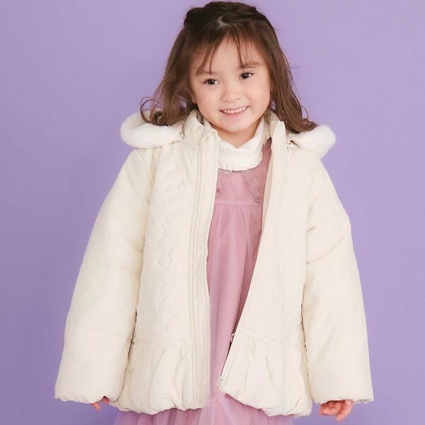 ファー付きフードキルト中綿ジャケット(80~130cm)