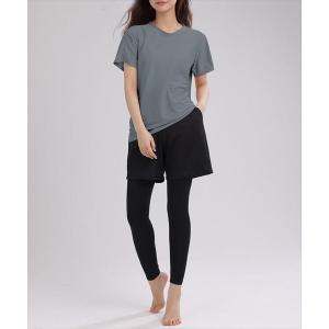 レディース 半袖ヨガウェアトップス+ショートパンツ+レギンス 3点セットアップ