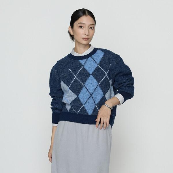 ジャカード アーガイルニットセーター